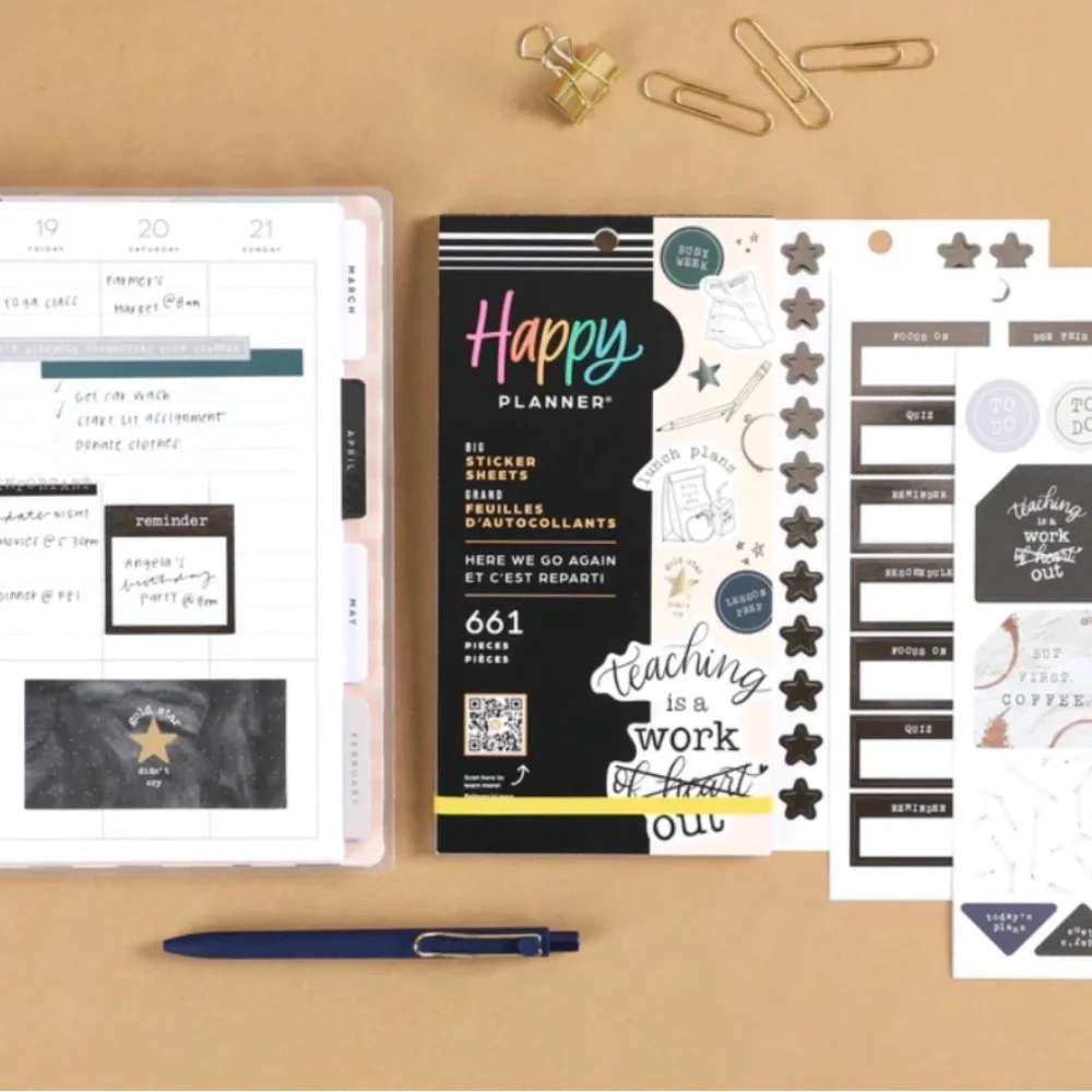 NWT-The Happy Planner VALUE PACK STICKERS - BIG- Here We Go Again Teacher